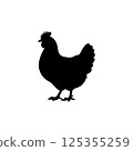 Black silhouette of a hen icon vector 125355259