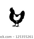 Black silhouette of a hen icon vector 125355261