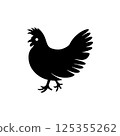 Black silhouette of a hen icon vector 125355262