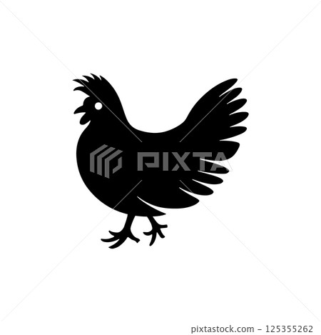 Black silhouette of a hen icon vector 125355262
