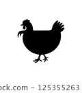 Black silhouette of a hen icon vector 125355263