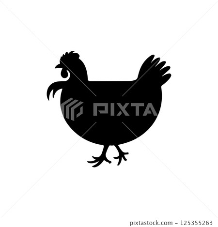 Black silhouette of a hen icon vector 125355263