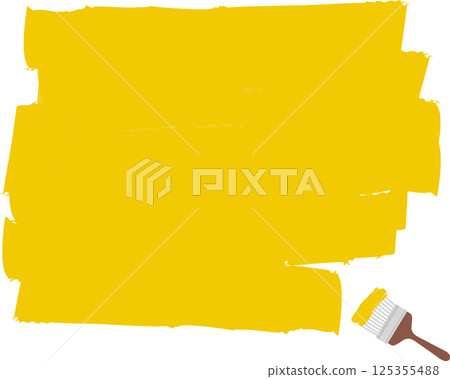 Yellow paint and brush 125355488