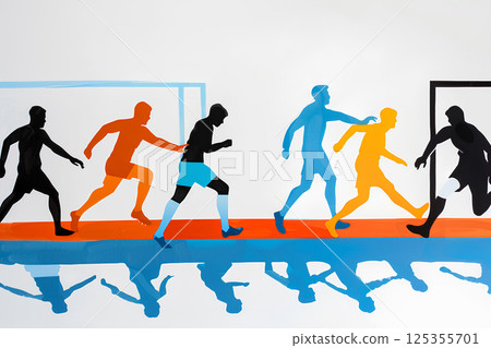 足球員練習(剪影) 足球員練習(剪影) 125355701