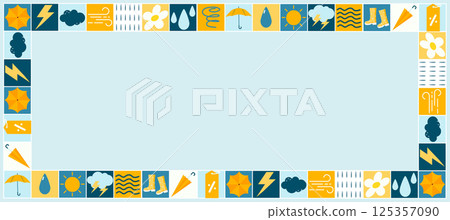 Decorative Border for Monsoon Sales Featuring Elements of Nature, Vector Illustration Decorative Border for Monsoon Sales Featuring Elements of Nature, Vector Illustration 125357090