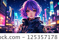 Purple haired girl in a space suit 125357178