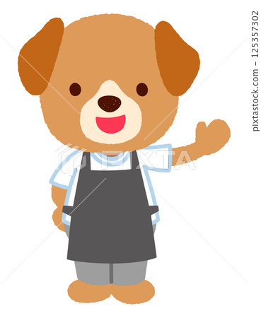 Cute dog character apron staff clerk Cute dog character apron staff clerk 125357302
