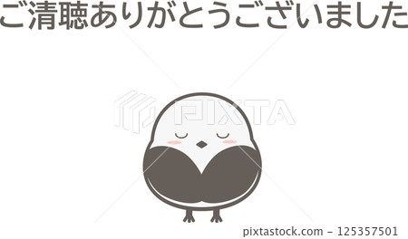 A cute illustration of a bird, the long-tailed tit, bowing and saying thank you for your attention A cute illustration of a bird, the long-tailed tit, bowing and saying thank you for your attention 125357501