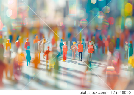 Colorful wooden business person. Cityscape-1 125358000