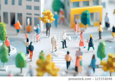 Colorful wooden people and street scenes (woodwork) Colorful wooden people and street scenes (woodwork) 125358046