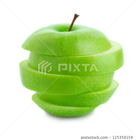 Fresh green apple on white background 125358159