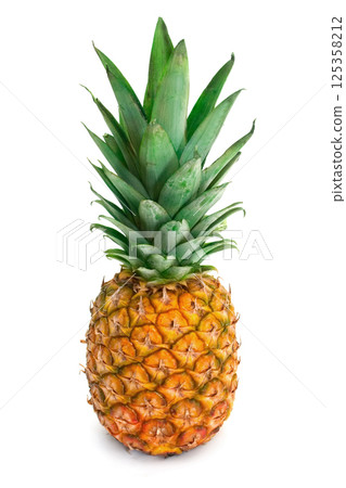 single whole pineapple on white background 125358212