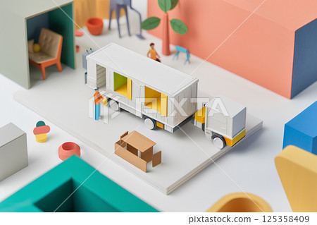 Cute moving diorama model (3D)-1 Cute moving diorama model (3D)-1 125358409