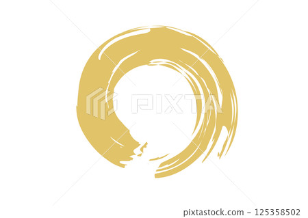 Vector illustration of a circle drawn with a brush, gold Vector illustration of a circle drawn with a brush, gold 125358502