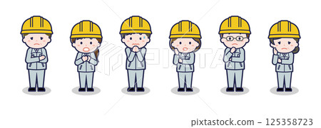 Various people set _ confused _ construction worker 125358723