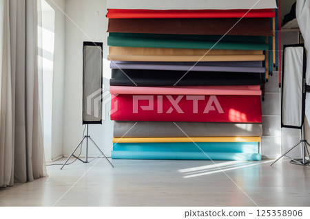 Backgrounds and equipment for the photographer's work in the interior Backgrounds and equipment for the photographer's work in the interior 125358906