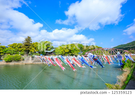 Spring at Kawakami Gorge, carp streamers, Saga City, Saga Prefecture 125359123