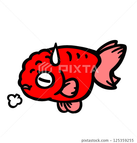 Simple illustration of a sad goldfish Simple illustration of a sad goldfish 125359255