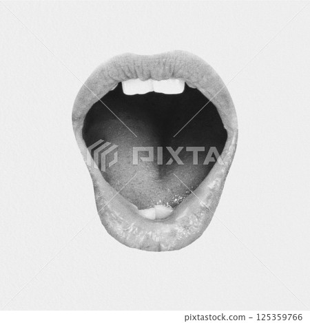 Woman lips with wide open mouth 125359766