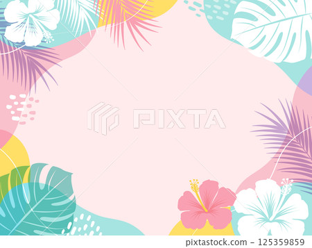 夏季熱帶背景框架_向量插圖 125359859