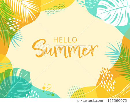 Summer tropical background frame with text Vector illustration 125360073
