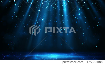 Background material of a stage illuminated by blue spotlights 125360088