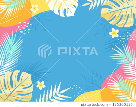 夏季熱帶背景框架_向量插圖 125360155