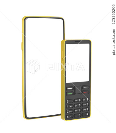 Yellow smartphone and feature phone Yellow smartphone and feature phone 125360206