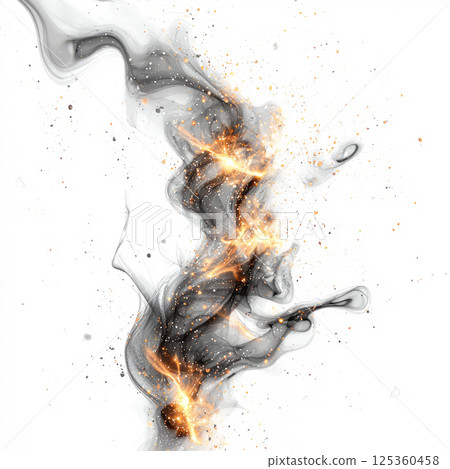 Powerful spellcasting burst with glowing trails of magic energy, white background 125360458