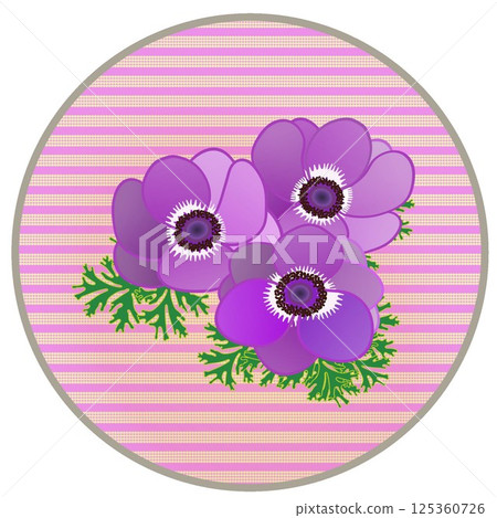 Illustration of anemone with circular background Illustration of anemone with circular background 125360726
