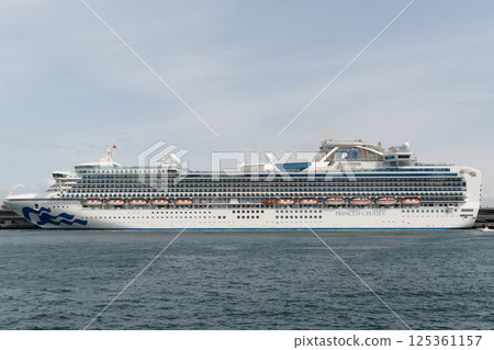 Luxury cruise ship Diamond Princess moored at Yokohama Osanbashi Pier Luxury cruise ship Diamond Princess moored at Yokohama Osanbashi Pier 125361157