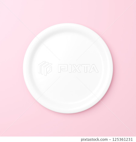 3D illustration_Pink plate 3D illustration_Pink plate 125361231