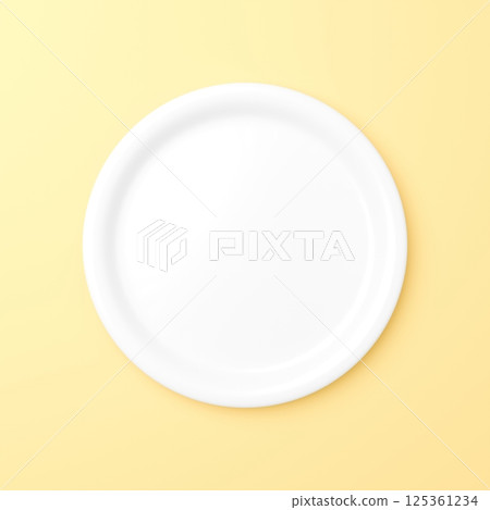 3D illustration_yellow plate 3D illustration_yellow plate 125361234