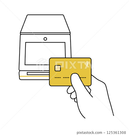 Credit card touch payment Variable line width with card 125361308