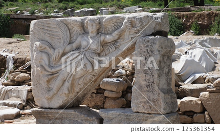 Türkiye Ephesus ruins Nike relief Türkiye Ephesus ruins Nike relief 125361354