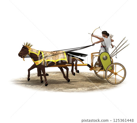 persian chariot, 3d render, illustration 125361448