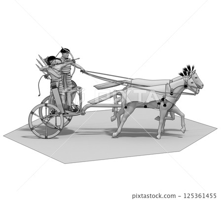 persian chariot, 3d render, illustration persian chariot, 3d render, illustration 125361455