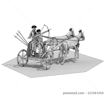 persian chariot, 3d render, illustration 125361458
