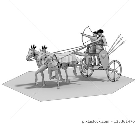 persian chariot, 3d render, illustration 125361470
