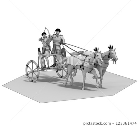 persian chariot, 3d render, illustration 125361474