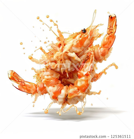 an AI Image Generator, Dramatic Splash of Grilled Shrimp 125361511