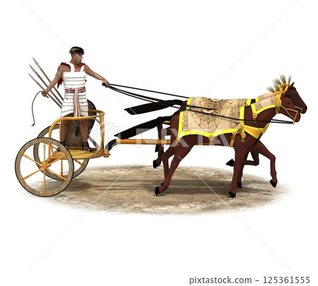 persian chariot, 3d render, illustration 125361555