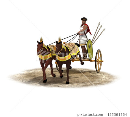 persian chariot, 3d render, illustration 125361564