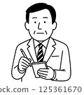 Illustration of a middle-aged male office worker taking notes 125361670