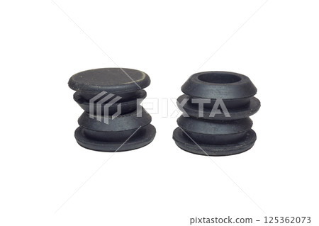 car body hole plugs. set of rubber plugs for holes of car bottom. on white background 125362073