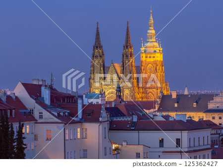 St Vitus Cathedral in Prague Czech Republic at sunset St Vitus Cathedral in Prague Czech Republic at sunset 125362427