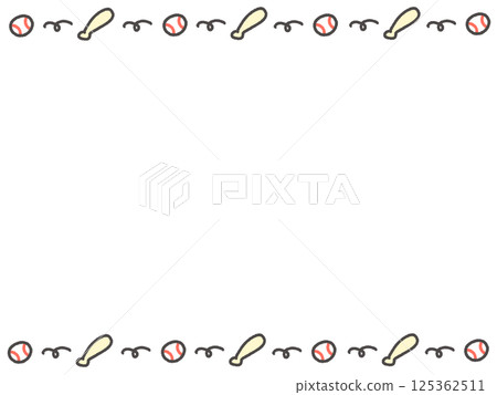 手繪可愛的蝙蝠和棒球球線框 手繪可愛的蝙蝠和棒球球線框 125362511