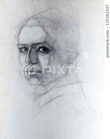 female portrait, pencil drawing illustration, sketch 125362547