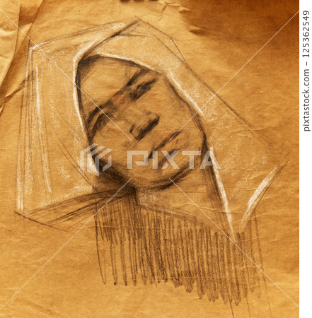 female portrait, pencil drawing illustration, sketch female portrait, pencil drawing illustration, sketch 125362549