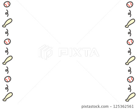 Hand-drawn cute bat and baseball ball line frame 125362561
